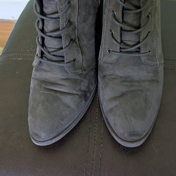 JustFab Faux Suede Gray Ankle Boots - Picture 3 of 5